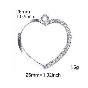 10pcs Heart Crystal Rhinestone Charms Earring Crafts Pendant