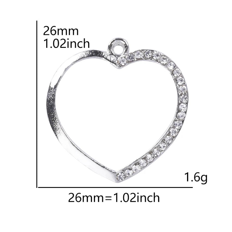 10pcs Heart Crystal Rhinestone Charms Earring Crafts Pendant