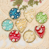 10pcs Colorful Heart Shape Enamel Charms With Pearl Oil Drop Pendant