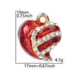 10pcs Heart Silver Crystal Rhinestone Charms Bag Earring Crafts Findings