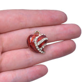 10pcs Heart Silver Crystal Rhinestone Charms Bag Earring Crafts Findings