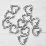 10pcs Heart Silver Crystal Charms Earring Crafts Pendant