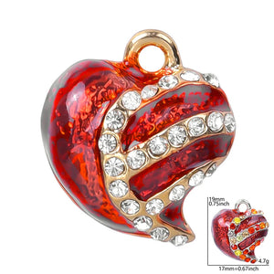10pcs Heart Silver Crystal Rhinestone Charms Bag Earring Crafts Findings