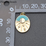 10pcs Cubic Zircon Enamel Star Charms for Women Jewelry Making