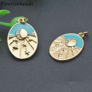 10pcs Cubic Zircon Enamel Star Charms for Women Jewelry Making