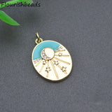 10pcs Cubic Zircon Enamel Star Charms for Women Jewelry Making