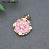 10pcs Colorful CZ Enamel Compass Star Charms Pendants for DIY Jewelry Making