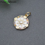 10pcs Colorful CZ Enamel Compass Star Charms Pendants for DIY Jewelry Making
