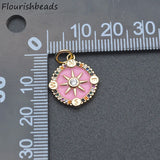 10pcs Colorful CZ Enamel Compass Star Charms Pendants for DIY Jewelry Making