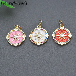 10pcs Colorful CZ Enamel Compass Star Charms Pendants for DIY Jewelry Making