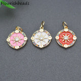 10pcs Colorful CZ Enamel Compass Star Charms Pendants for DIY Jewelry Making