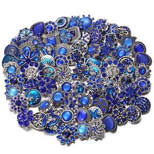 10pcs/lot Crystal Rhinestone Flower Snap Buttons 18mm 20mm DIY Jewelry