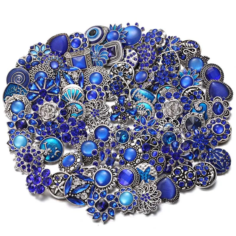 10pcs/lot Crystal Rhinestone Flower Snap Buttons 18mm 20mm DIY Jewelry