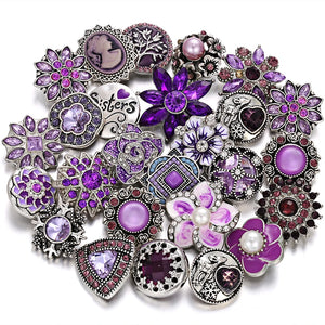 10pcs/lot Crystal Rhinestone Flower Snap Buttons 18mm 20mm DIY Jewelry
