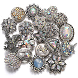 10pcs/lot Crystal Rhinestone Flower Snap Buttons 18mm 20mm DIY Jewelry