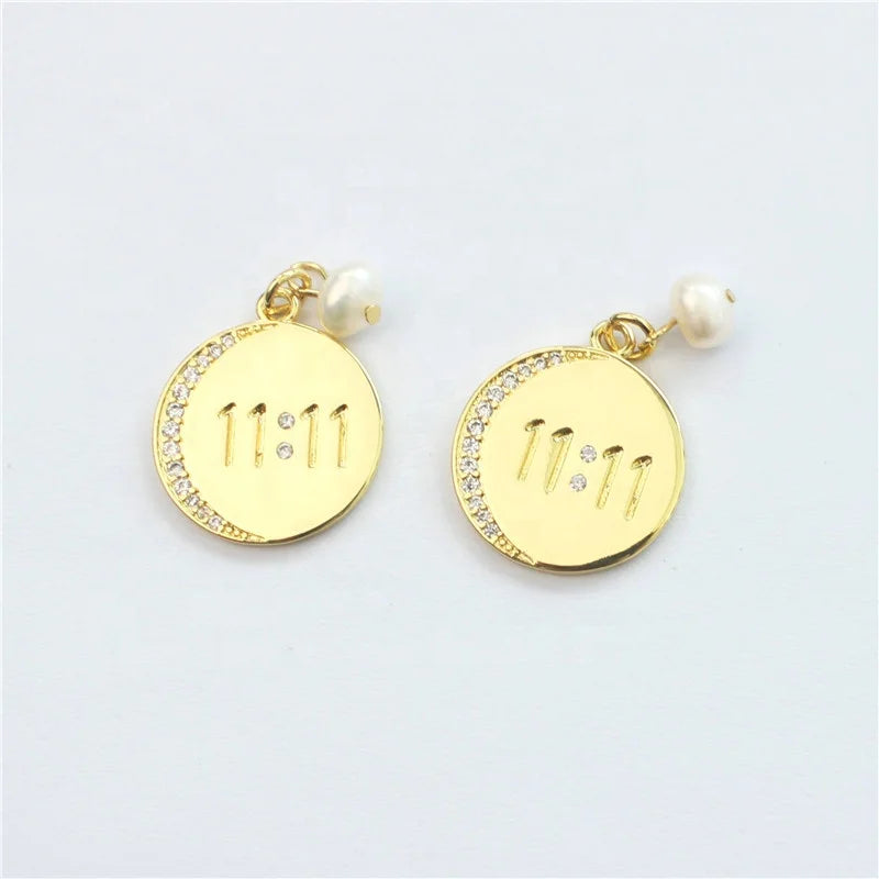 11:11 CZ Pendant Plating Pearl Charm Women Jewelry Accessories