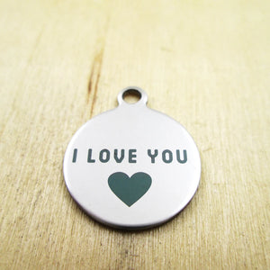 10pcs I LOVE YOU HEART Charms Laser Engraved DIY Pendants