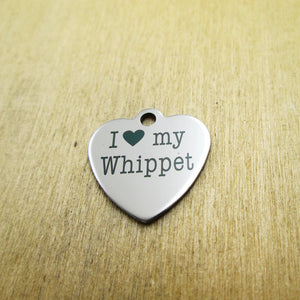 10pcs/lot I Love My Whippet Stainless Steel Charms
