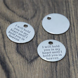 10pcs Hold You in My Heart Disc Charm Pendant - Stainless Steel - 20mm