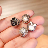 10pcs Pearl Circle Brooch Pins PU Button Women Metal Sweater Collar Hijab Pin