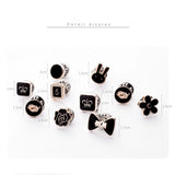 10pcs Pearl Circle Brooch Pins PU Button Women Metal Sweater Collar Hijab Pin