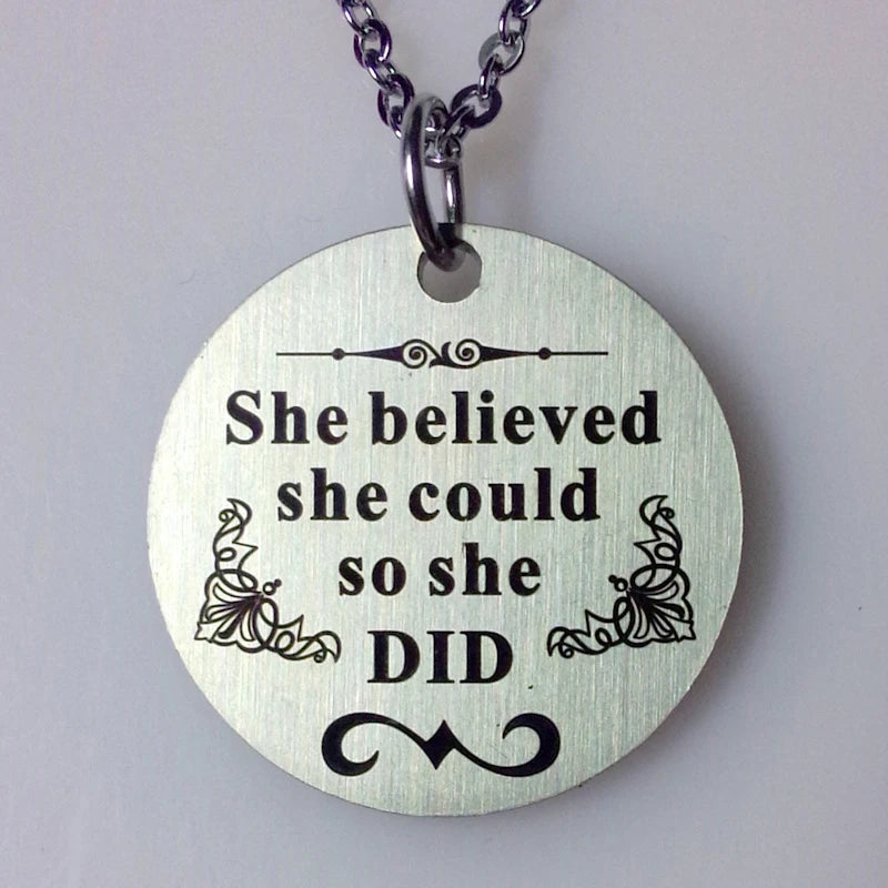 10pcs Stainless Steel Letter Pendant Chain Necklace