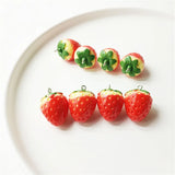 10pcs 3D Strawberry Resin Charms Earring DIY Jewelry Accessories