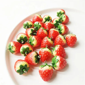 10pcs 3D Strawberry Resin Charms Earring DIY Jewelry Accessories
