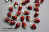 10pcs Strawberry Enamel Charm Pendant Jewelry Making Accessories