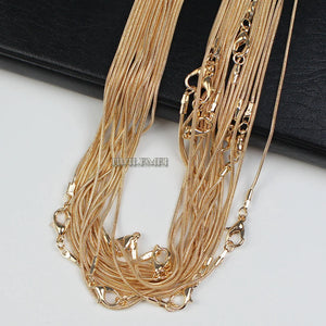 10pcs KC 1.2mm Snake Chain Necklaces for Women 16" 18" 20" 24"