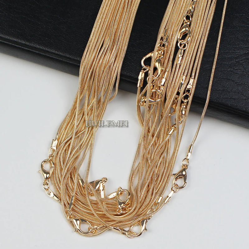 10pcs KC 1.2mm Snake Chain Necklaces for Women 16" 18" 20" 24"