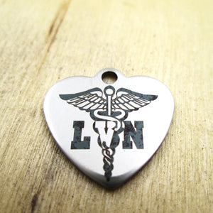10pcs LVN Medical Caduceus Stainless Steel Charms - DIY Pendant