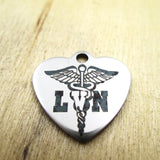 10pcs LVN Medical Caduceus Stainless Steel Charms - DIY Pendant