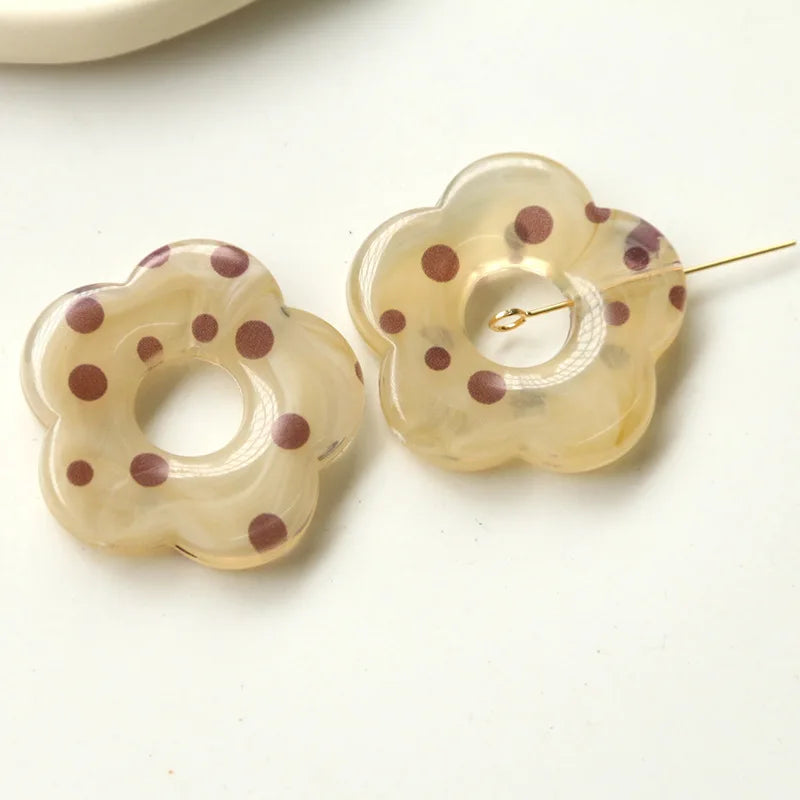 10pcs Leopard Flower Acrylic Charms Beads Jewelry Making Diy