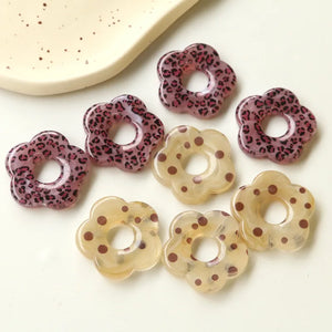 10pcs Leopard Flower Acrylic Charms Beads Jewelry Making Diy