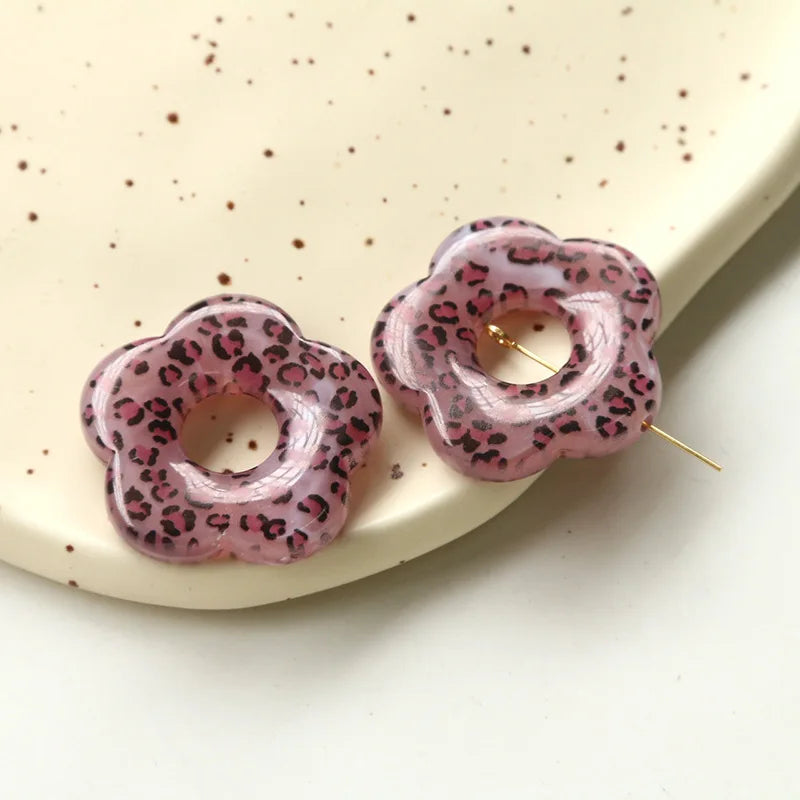 10pcs Leopard Flower Acrylic Charms Beads Jewelry Making Diy