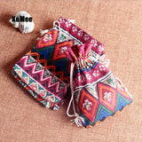 10pcs/lot Orange Diamond Linen Cotton Bags 10x14cm Wedding Favor Gift Pouches