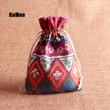 10pcs/lot Orange Diamond Linen Cotton Bags 10x14cm Wedding Favor Gift Pouches