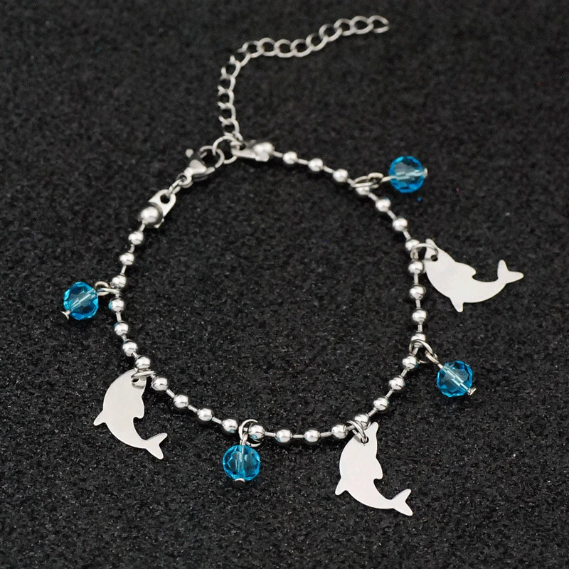 Crystal Dolphin Stainless Steel Bracelet for Women