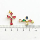 10pcs Multicolor Glass Cross Pendant,Plated CZ Charm