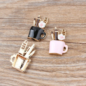10pcs Gold Enamel Charms for DIY Jewelry Making