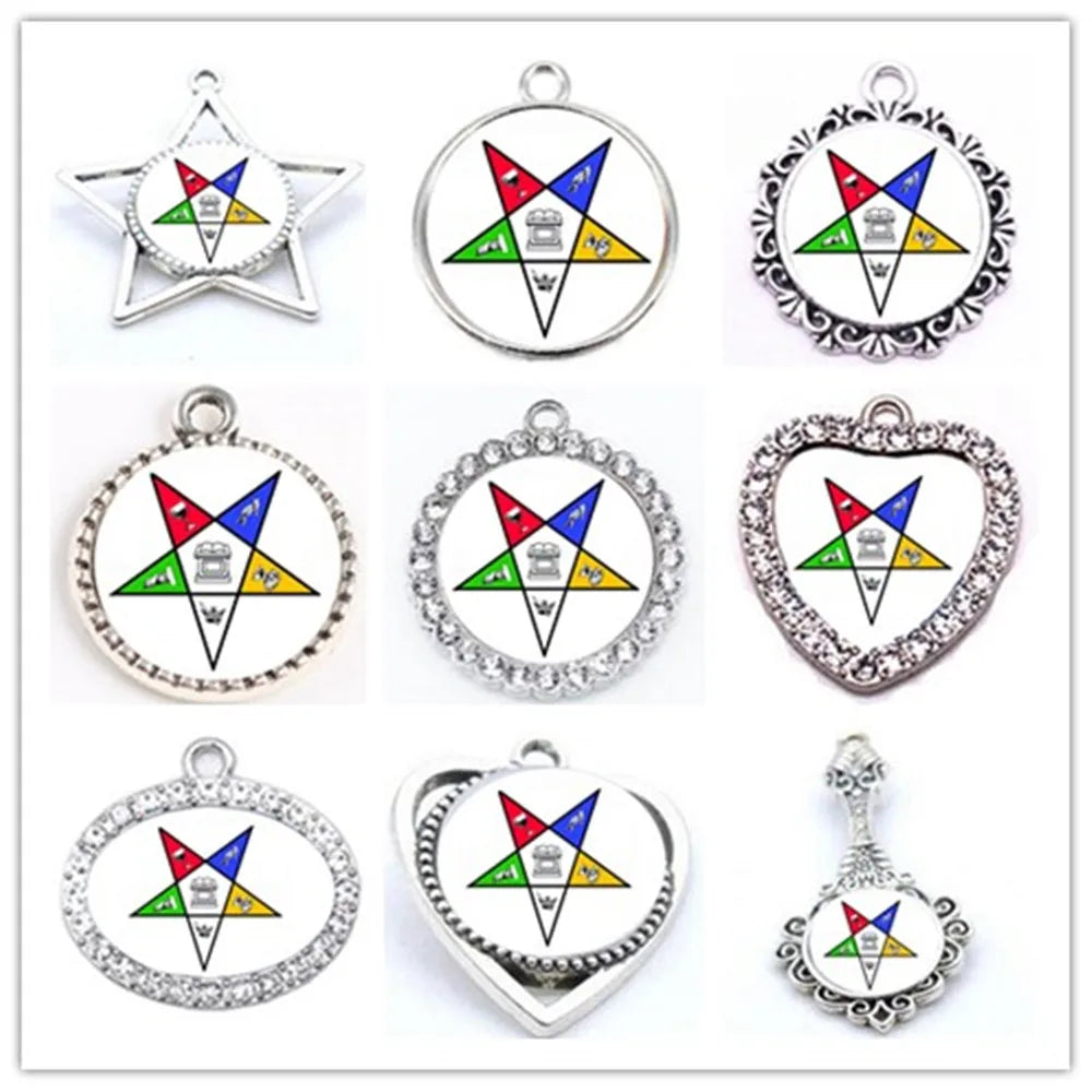 10pcs Masonic Eastern Star Charms Oes Pentagram Pendant for Jewelry Making