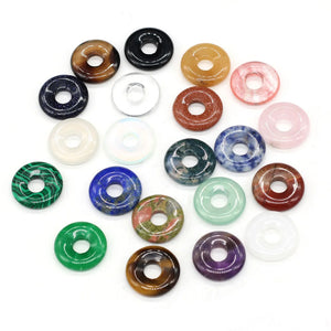 10pcs Mixed Natural Stone Bead Malachites Tiger Eye Big Hole Loose Bead 18mm