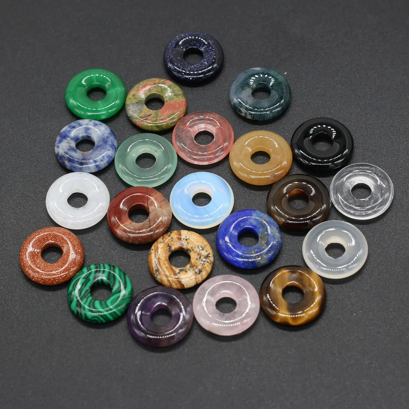 10pcs Mixed Natural Stone Bead Malachites Tiger Eye Big Hole Loose Bead 18mm