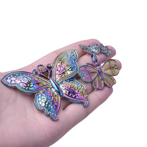 10pcs Rainbow Butterfly Insect Pendants DIY Charms for Jewelry Making