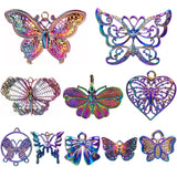 10pcs Rainbow Butterfly Insect Pendants DIY Charms for Jewelry Making