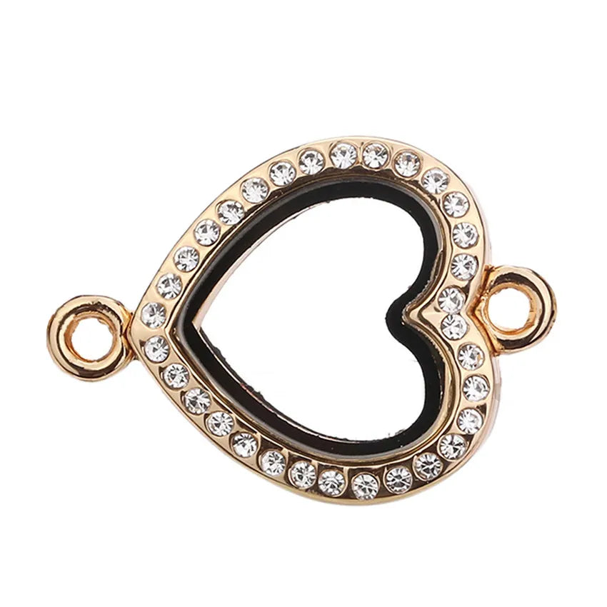 10pcs/lot Mix Heart Locket Pendants Round Rhinestone Glass Memory Charm
