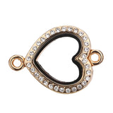 10pcs/lot Mix Heart Locket Pendants Round Rhinestone Glass Memory Charm