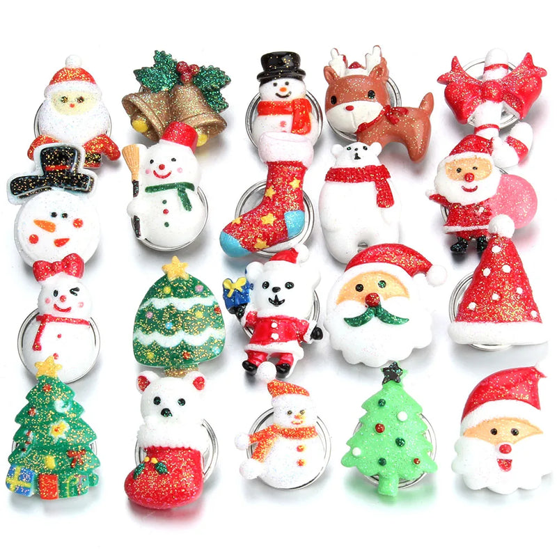 Christmas Snap Buttons Jewelry Mixed 10pcs 18mm Santa Claus Charms Snap Bracelet