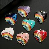 10pcs Mixed Heart Enamel Charms Pendant DIY Bracelet Necklace Jewelry Making